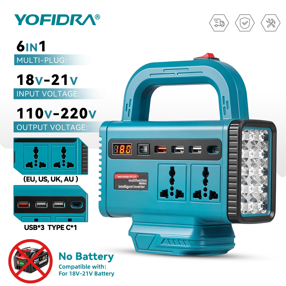 Ac Outdoor Power - Inverter di potenza portatile YOFIDRA 220V,
